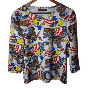 Cactus Flower L Cowgirl Eagle Flag Top